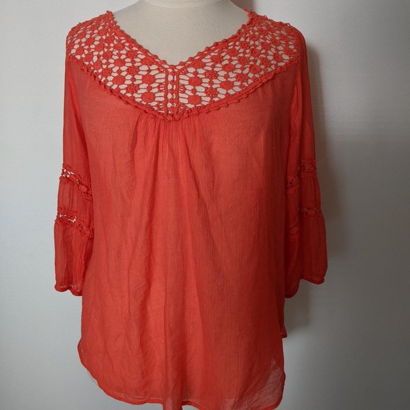 Summer! Light as Air Crochet Detail Blouse - Picture 1 of 5